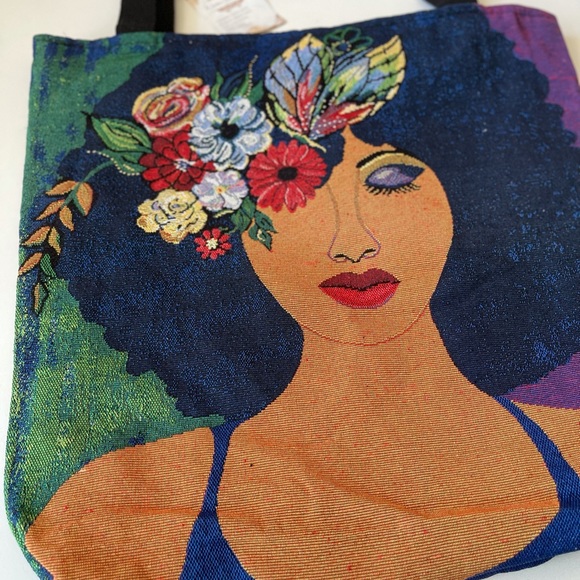 Bohemian Jacquard Woven Cotton Tote Bag 17”x 17” - Picture 4 of 6